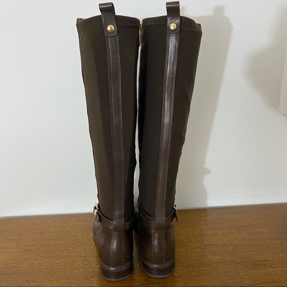 SOLD Michael Kors Arley Dark Brown Leather Stretch Tall Riding Boot Size 8 - Picture 4 of 16